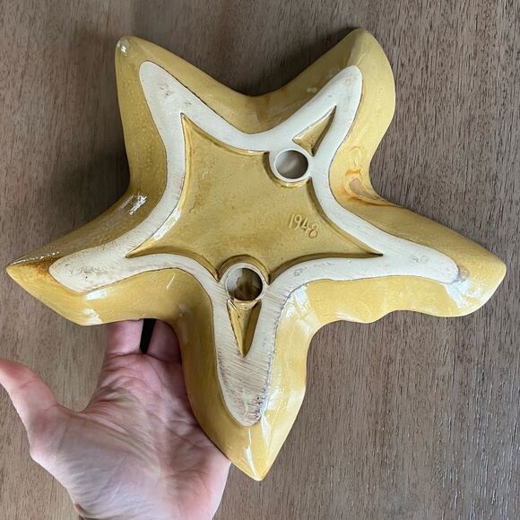 1948 Starfish MCM Vintage ceramic dish /tray gold/tan tones no chips - Picture 4 of 12